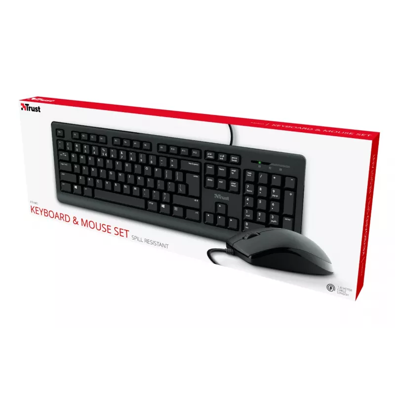 Trust Primo Tastatur Maus im Lieferumfang Büro USB Deutsch Schwarz