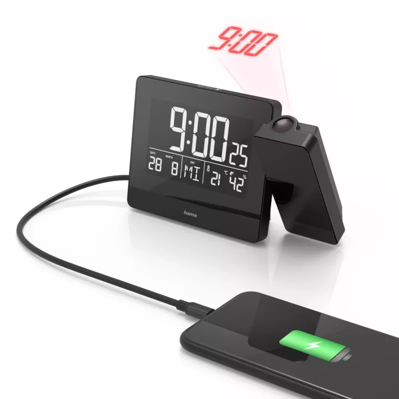 Hama Plus Charge Digitaler Wecker Schwarz