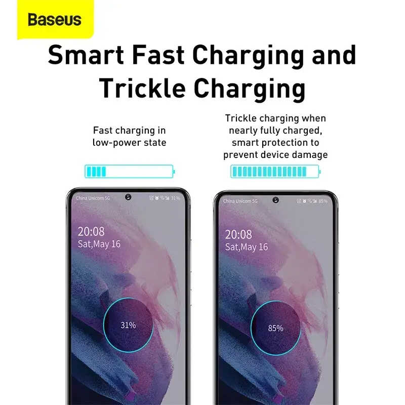 Baseus Super Si Indoor-Ladegerät Weiß Schnellladung 12V 1xUSB-C