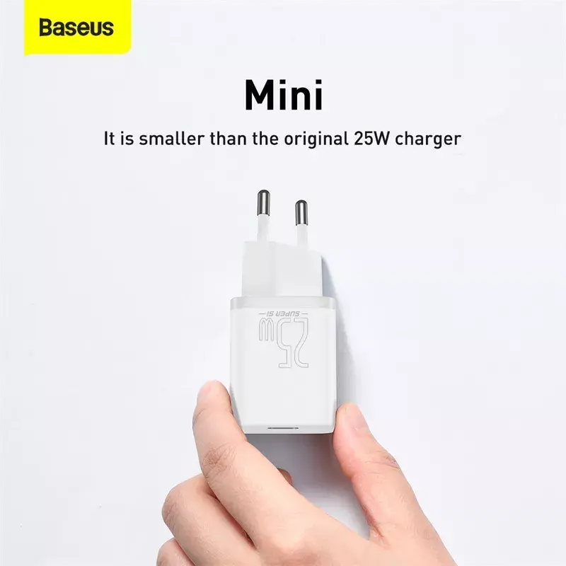Baseus Super Si Indoor-Ladegerät Weiß Schnellladung 12V 1xUSB-C