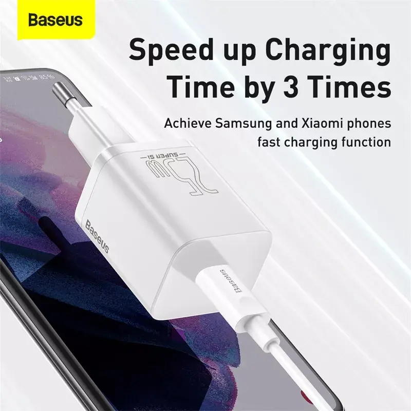 Baseus Super Si Indoor-Ladegerät Weiß Schnellladung 12V 1xUSB-C