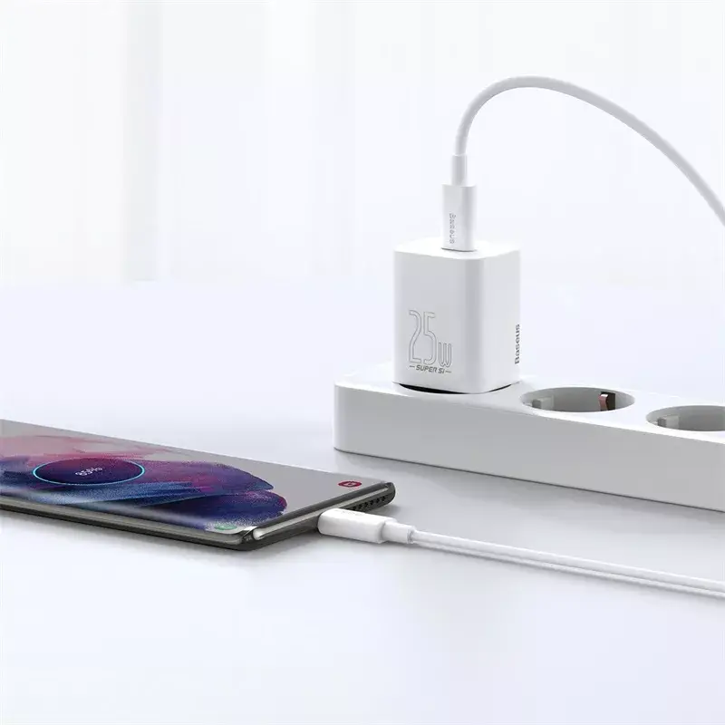 Baseus Super Si Indoor-Ladegerät Weiß Schnellladung 12V 1xUSB-C