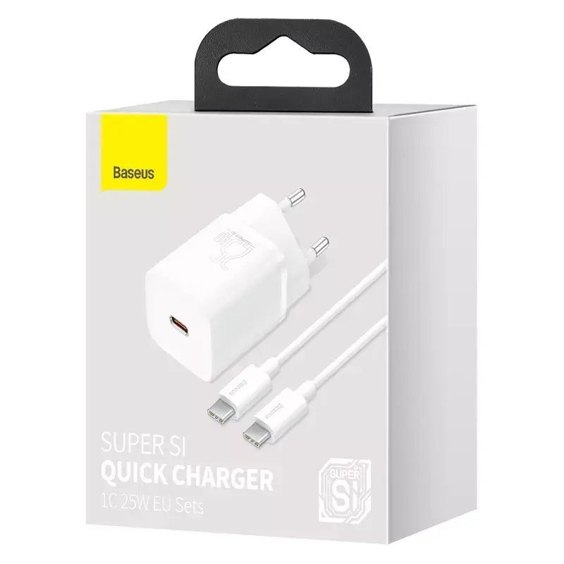 Baseus Super Si Indoor-Ladegerät Weiß Schnellladung 12V 1xUSB-C