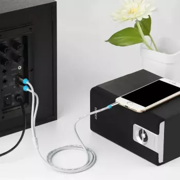 Audiokabel Vention BCFBJ 2 x RCA auf 3,5 mm Miniklinke, 5 m, schwarz, vergoldete Kontakte, PVC-Mantel