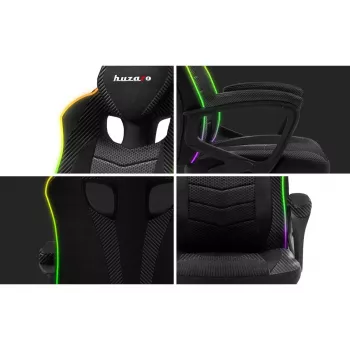 Gaming-Sessel huzaro Force 2.5 RGB Mesh — atmungsaktives Mesh, RGB-Beleuchtung, höhenverstellbar, neigbar, 130 kg Belastbarkeit