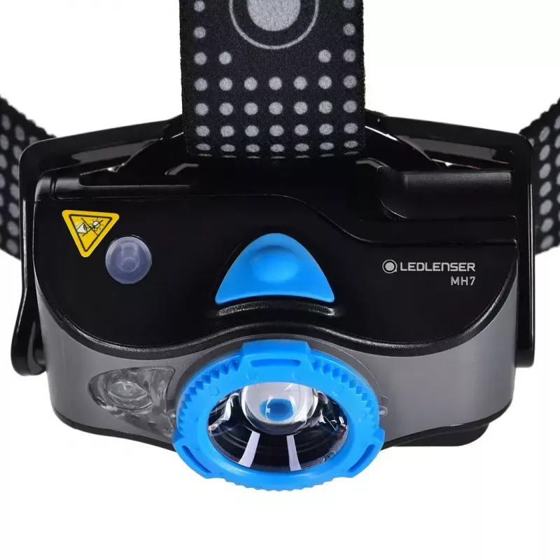 Stirnlampe Ledlenser MH7 Schwarz Blau — wiederaufladbare LED-Stirnlampe, 400 Lumen, integrierter Akku