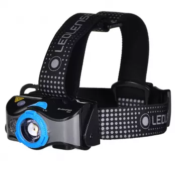 Stirnlampe Ledlenser MH7 Schwarz Blau — wiederaufladbare LED-Stirnlampe, 400 Lumen, integrierter Akku