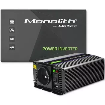 Spannungswandler QOLTEC Monolith 600 MS Wave 12V auf 230V 600W, reine/sinusförmige oder modifizierte Welle wie angegeben