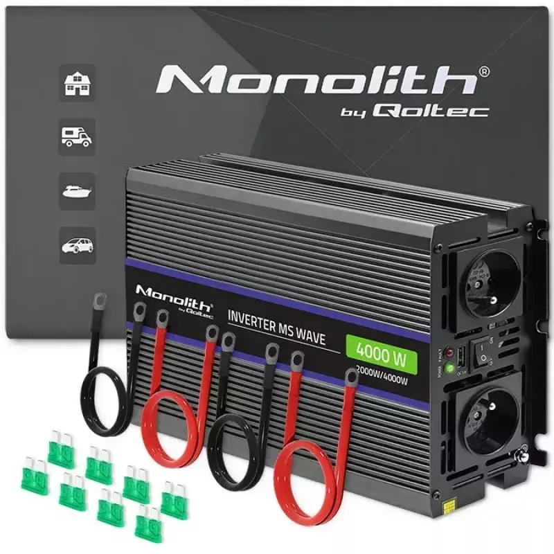 Spannungswandler QOLTEC Monolith 4000 MS Wave 12V auf 230V 2000/4000W mit USB
