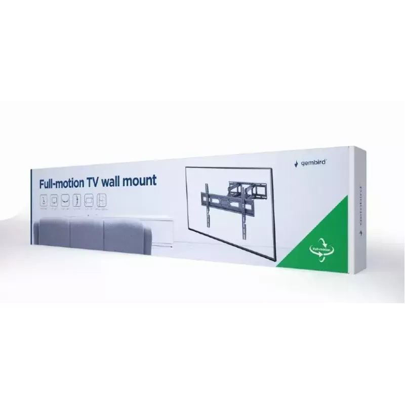 Boden-TV-Ständer Gembird WM-80ST-03 für 37-Zoll- bis 80-Zoll-Bildschirme, VESA 100x100–600x400, Neigung -15°–3°, Schwenkung ±60°, max. Tragfähigkeit 40 kg, schwarz