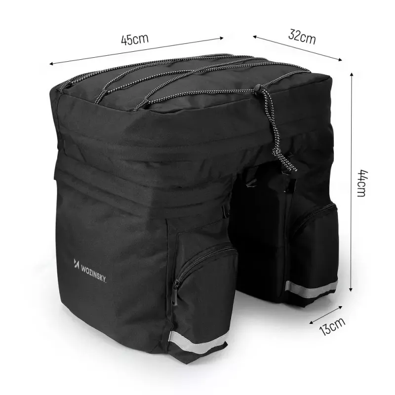 Fahrradtasche Wozinsky WBB13BK 60L schwarz universell – Gepäckträgertasche, 60 L Fassungsvermögen