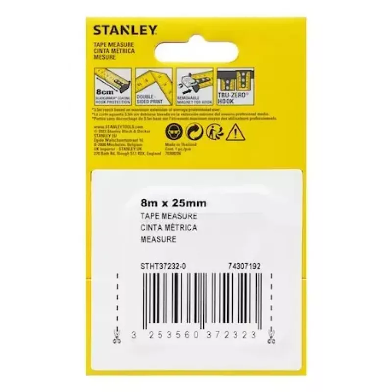 Maßband Stanley STHT37232-0 8 m Schwarz Gelb Breite 90 mm Tiefe 50 mm Höhe 150 mm