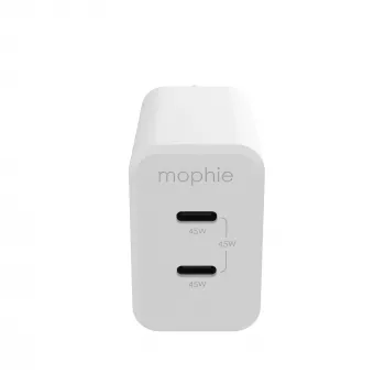 mophie-Zubehör, Netzadapter – USB-C-PD-DUAL-45W-GAN – Weiß – EU (2x USB-C)
