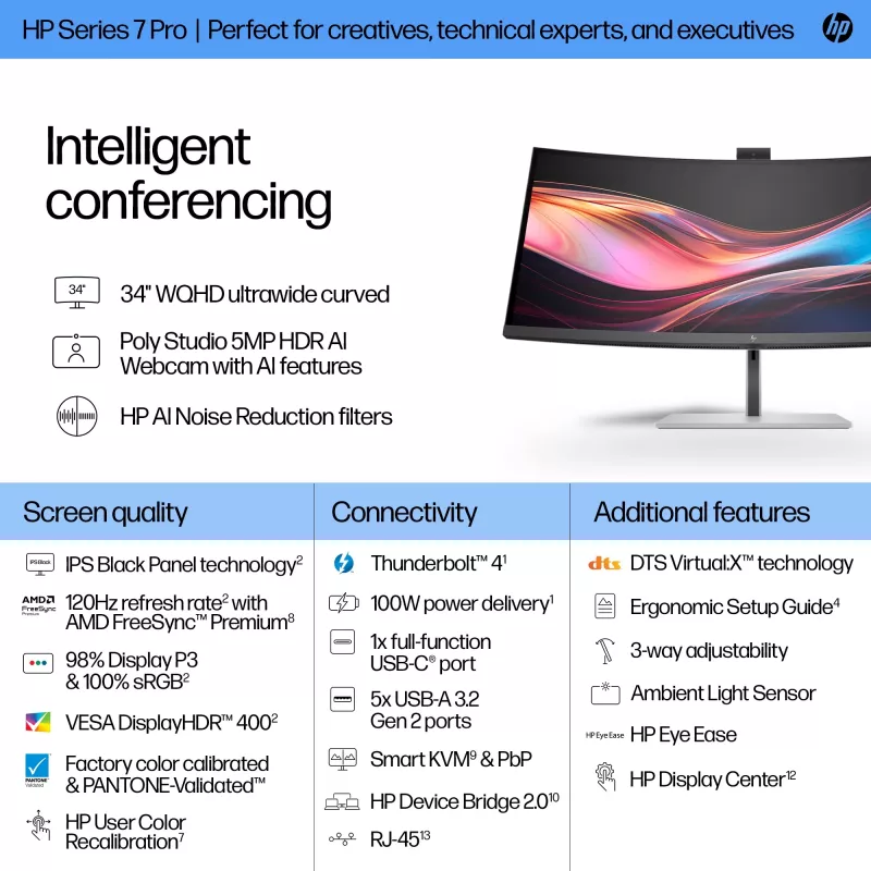 HP Series 7 Pro 34 Zoll WQHD Konferenzmonitor - 734pm
