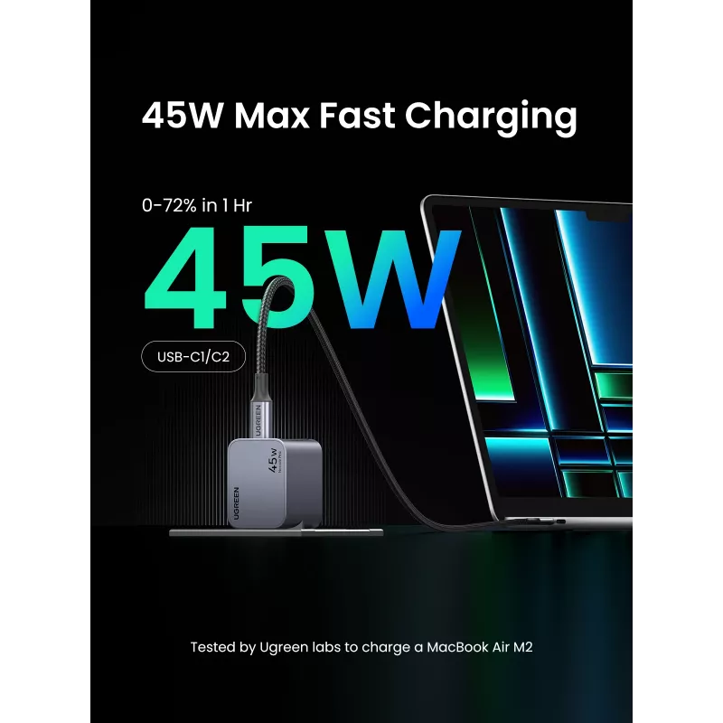 Ugreen 35008 mobiles Ladegerät Universal Grau AC-Schnellladung Innenbereich