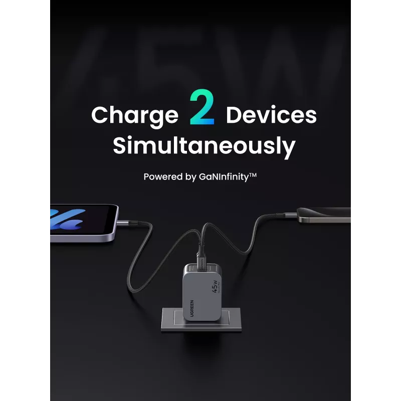 Ugreen 35008 mobiles Ladegerät Universal Grau AC-Schnellladung Innenbereich