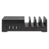 Manhattan Ladestation mit kabellosem Ladepad (abnehmbar), 1x kabellos, 1x USB-C und 4x USB-A Anschlüsse, kabellose Ausgangsleistung: 2 A, USB-C Ausgangsleistung: 3 A, USB-A Ausgänge: 1x 3 A und 3x max. 2,4 A, Kabel 1 m, Schwarz (Netzkabel: Euro-Stecker 2-polig auf C7-Gerätestecker)