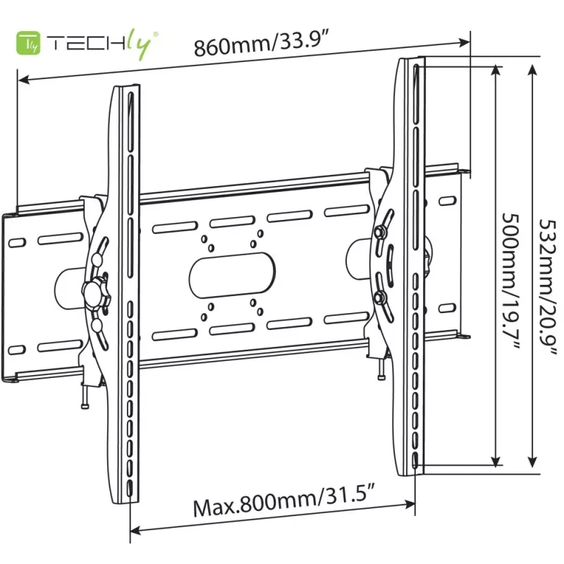Techly Neigbare Wandhalterung für TV LED LCD 42-80 Zoll Schwarz