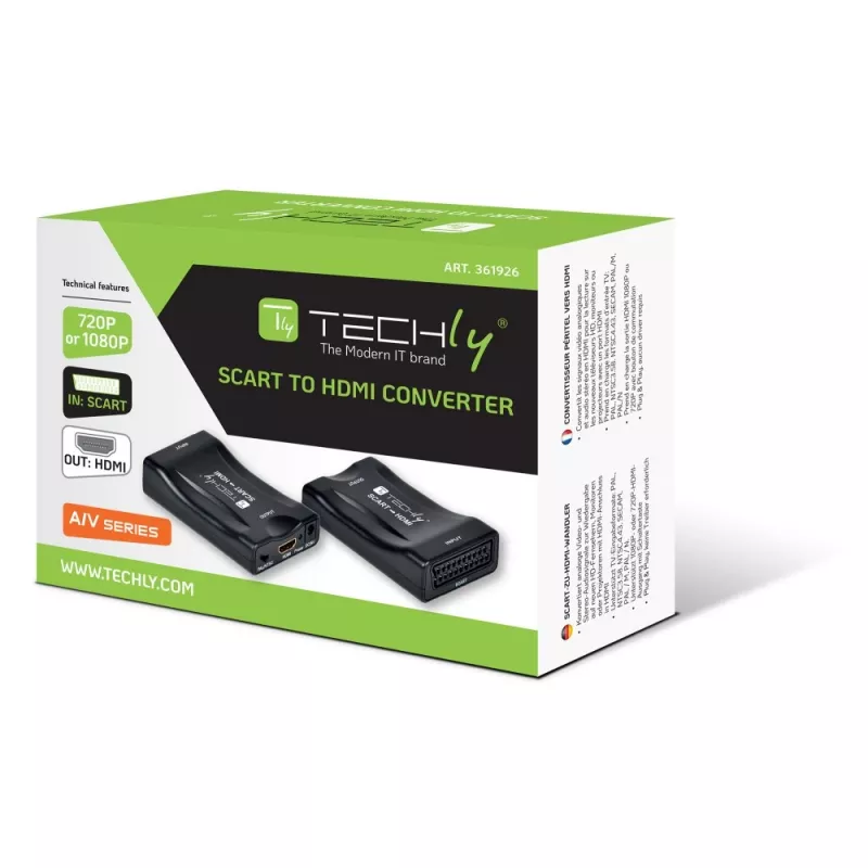 Techly IDATA SCART-HDMI3 Videosignal-Konverter 1920 x 1080 Pixel