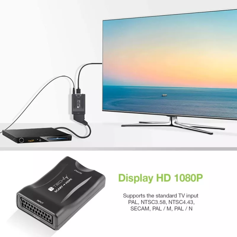 Techly IDATA SCART-HDMI3 Videosignal-Konverter 1920 x 1080 Pixel