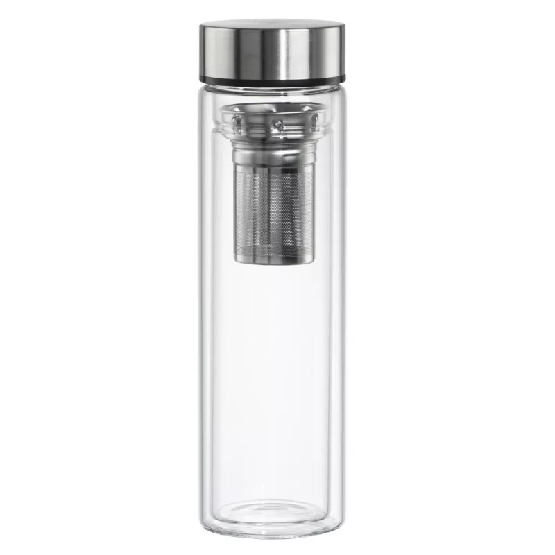 Trinkflasche Xavax 00181598 — 450 ml Borosilikatglas mit Silikonhülle, blau transparent