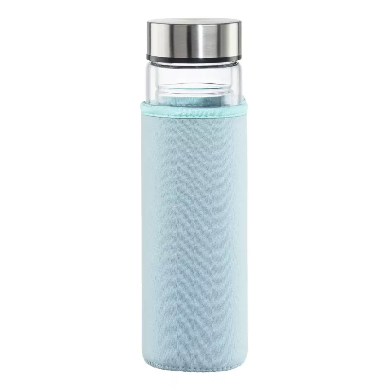 Trinkflasche Xavax 00181598 — 450 ml Borosilikatglas mit Silikonhülle, blau transparent