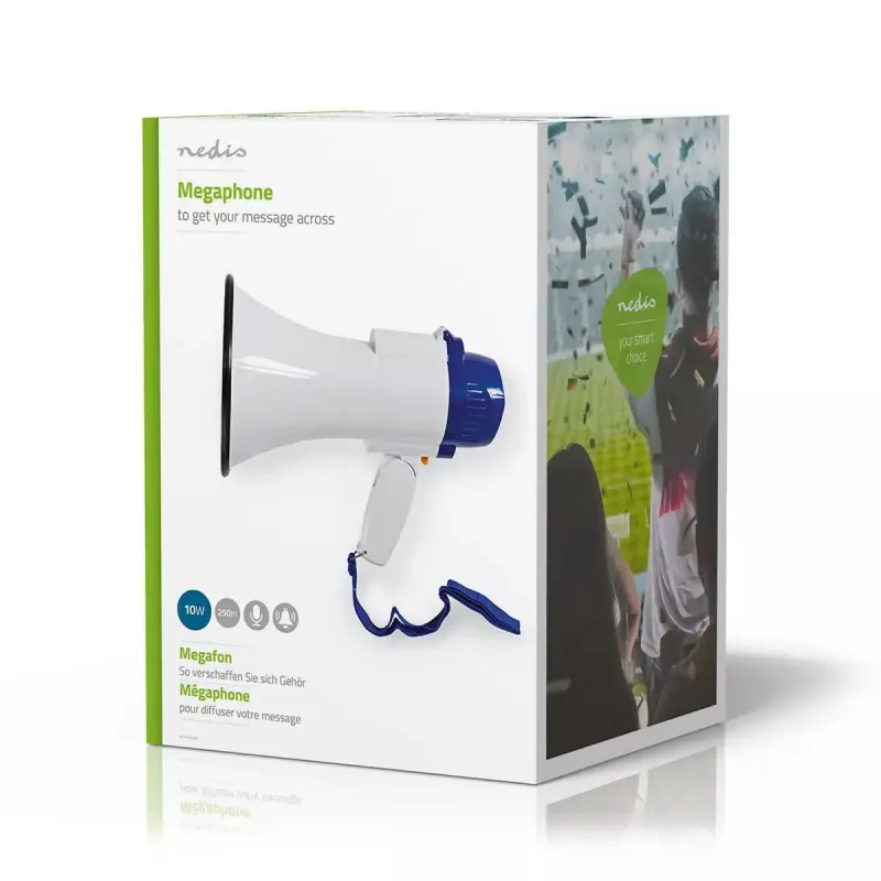 Megaphon Nedis MEPH150WT Weiß Blau 15 W 150 m Reichweite