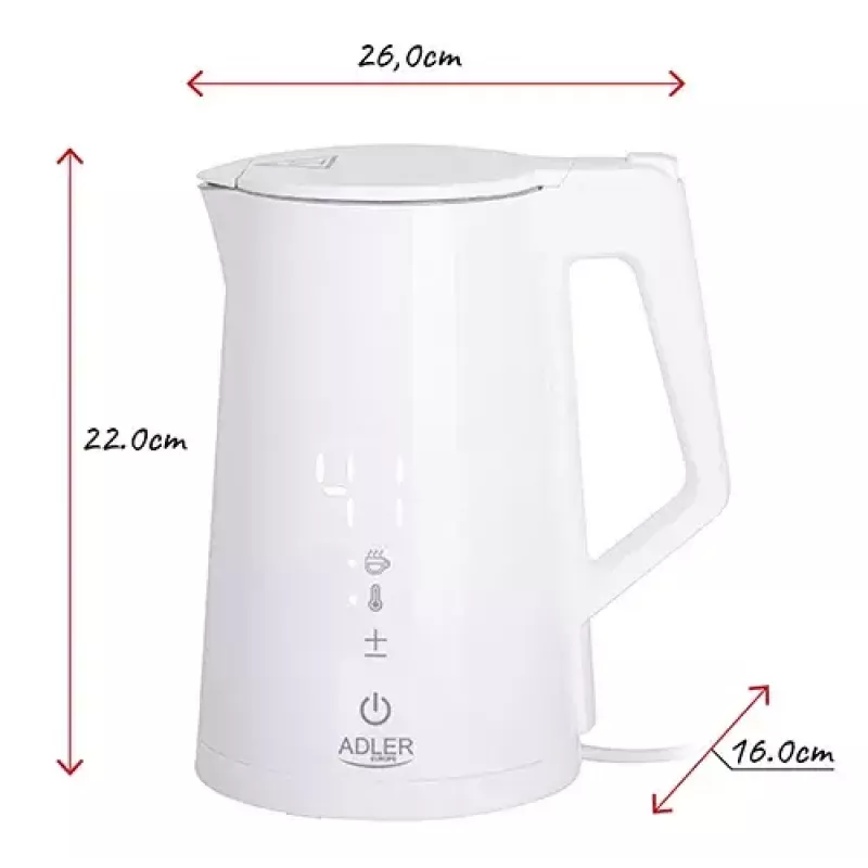 Elektrischer Wasserkocher Adler 1,7 l 1850 W Weiß
