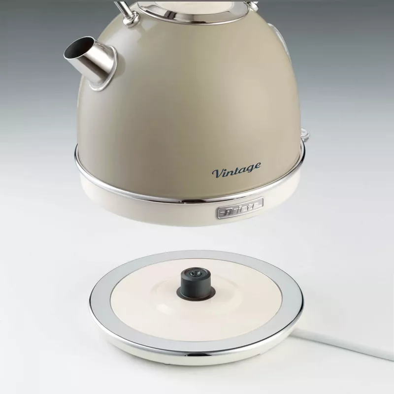 Ariete 2877 Wasserkocher Vintage, 1,7 L, kabellos, beige, 1,7 L, 2000 W, beige, Wasserstandsanzeige, kabellos, Filter