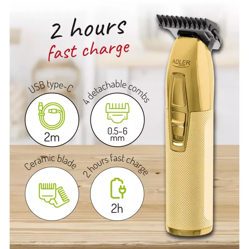 Barttrimmer Adler AD 2836G Batterie 0,9 6 mm Gold