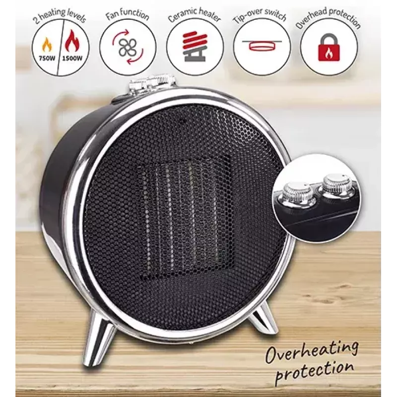 Elektrischer Keramik-Heizlüfter Adler AD 7742 — 1500/750 W, Standgerät, 220–240 V, schwarz/silber