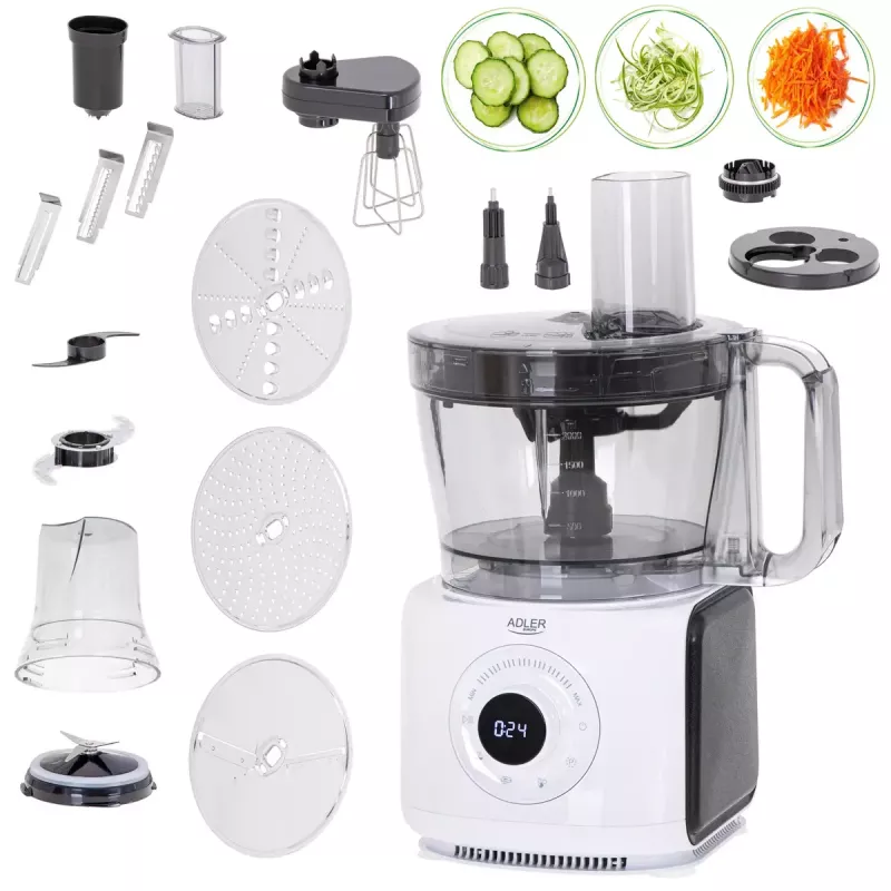 Adler AD 4224 Küchenmaschine, 1000 W, 2-l-Schüssel, 7 Geschwindigkeiten, weiß