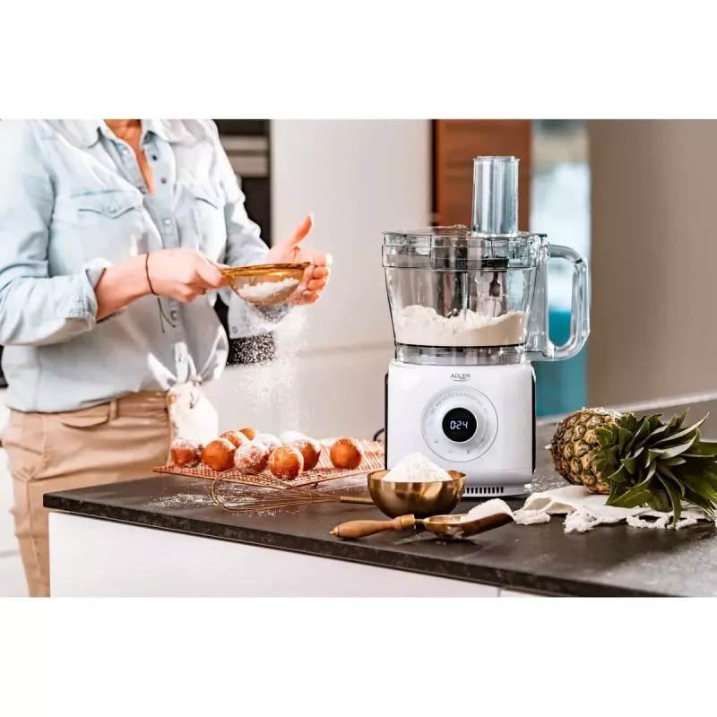 Adler AD 4224 Küchenmaschine, 1000 W, 2-l-Schüssel, 7 Geschwindigkeiten, weiß