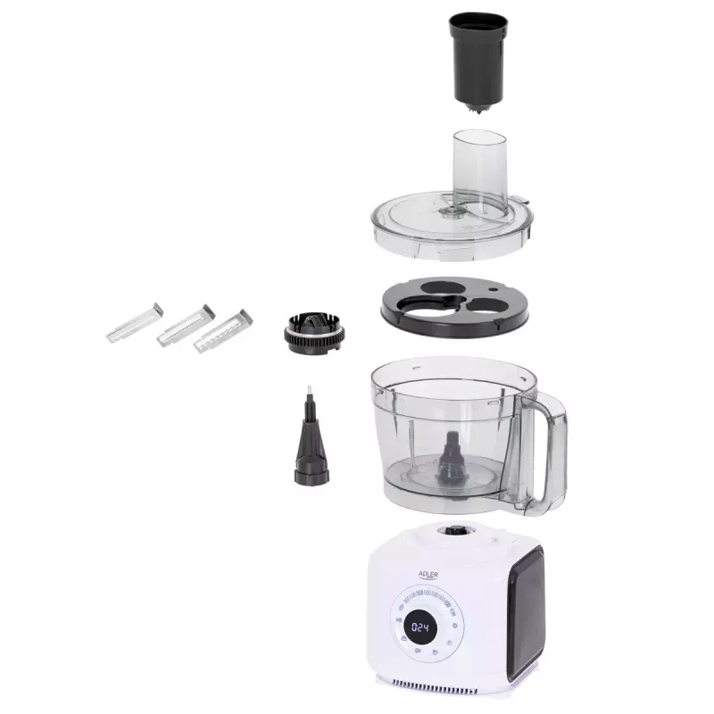 Adler AD 4224 Küchenmaschine, 1000 W, 2-l-Schüssel, 7 Geschwindigkeiten, weiß