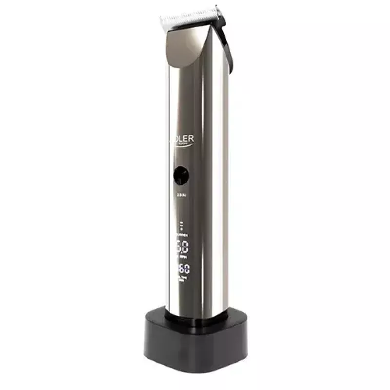 Adler AD 2834 Haarschneidemaschine, 3 mm bis 1,2 cm, 4 Aufsätze, LCD, silber