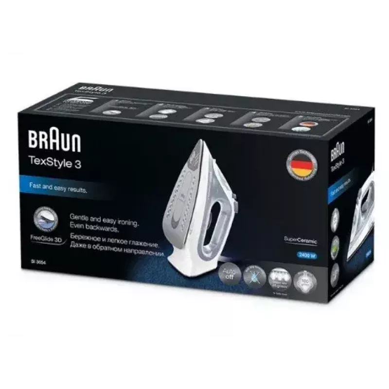 Braun TexStyle 3 SI3054GY Dampfbügeleisen Keramiksohle 2400 W Grau
