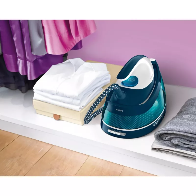 Philips GC7844/20 Dampfbügelstation 2400 W 1,5 L SteamGlide-Bügelsohle Aqua, Weiß