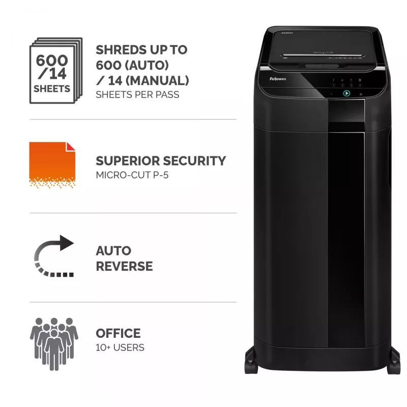 Fellowes AutoMax 600M Papierschredder Mikroschnitt 60 dB 23 cm Schwarz