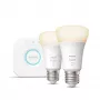 Philips Hue White Starter-Kit: 2 E27 Smart Bulbs (1100), Smart-Beleuchtungskit, Bluetooth/Zigbee, Weiß, LED, E27, A60