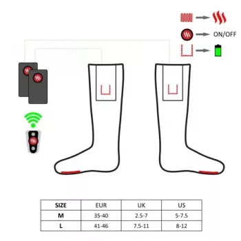 Sportsocken Glovii GQ3M Unisex Rot M, 94 % Acryl 5 % Polyester 1 % Elastan, integriertes Heizelement