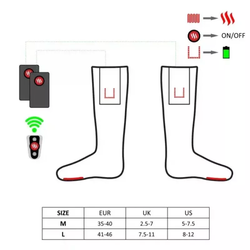 Sportsocken Glovii GQ3M Unisex Rot M, 94 % Acryl 5 % Polyester 1 % Elastan, integriertes Heizelement