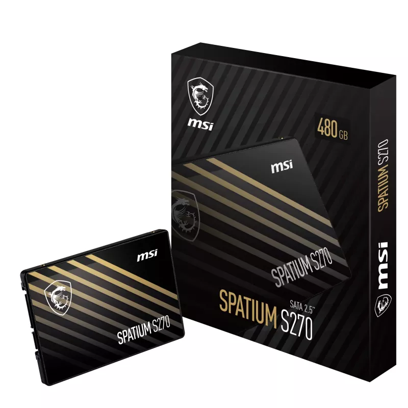 2,5 Zoll SATA III SSD MSI SPATIUM S270 480 GB — 3D NAND, 450 MB/s Schreiben, 2 Mio. Stunden MTBF