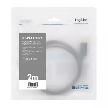 Videokabel-Adapter LogiLink CV0130 1 m DisplayPort DVI Schwarz
