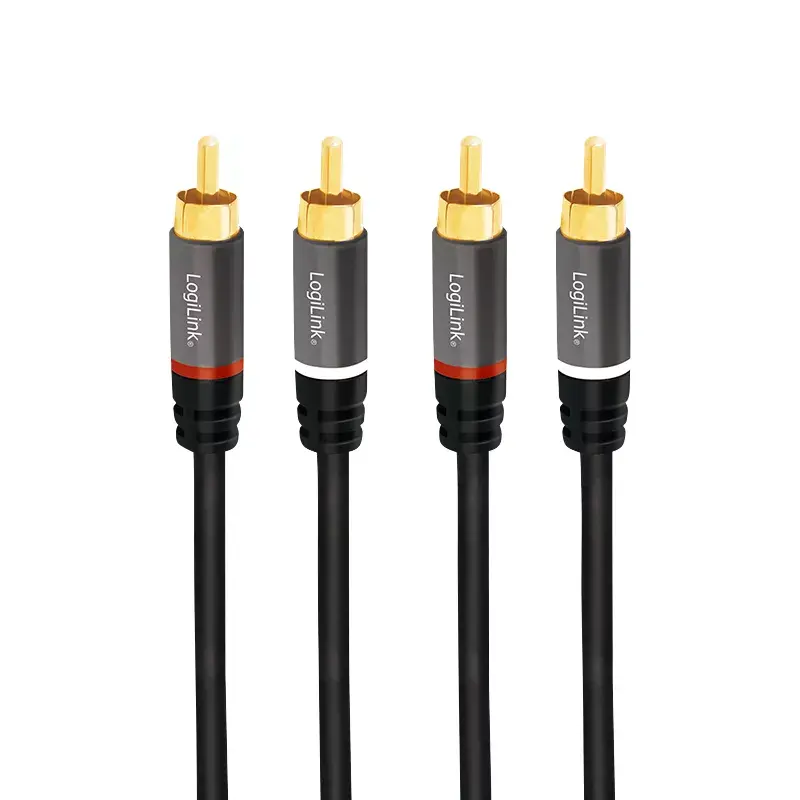 Audiokabel LogiLink CA1206 3m 2xCinch Stecker Schwarz