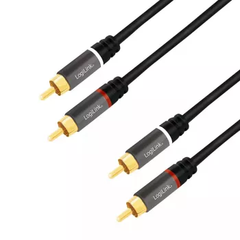 Audiokabel LogiLink CA1206 3m 2xCinch Stecker Schwarz