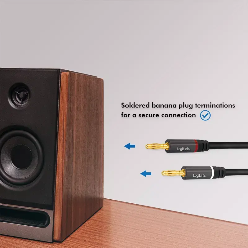 Audiokabel LogiLink CA1211 5m 2x Banana Schwarz