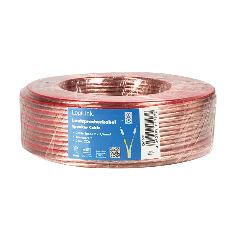 Audiokabel LogiLink CA1080 25m Transparent