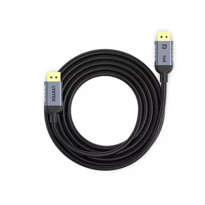 DisplayPort-Kabel Unitek C1626GY01-2M, DisplayPort 2.1 Stecker–Stecker, 2 m, 80 Gbit/s, 16K@60Hz, 4K@240Hz, HDR, HDCP 2.2