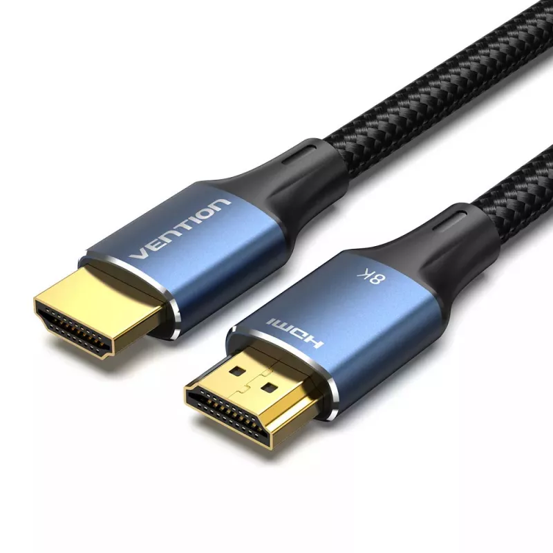 HDMI-Kabel Vention 2.1 8K 2 m, umflochtener Baumwollmantel, 48 Gbit/s, 120 Hz, HDMI Typ A Stecker–Stecker, blau