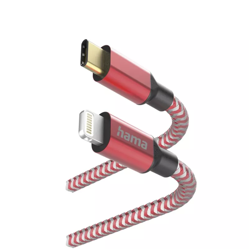 Hama Reflective-Kabel 1,5 m Rot Lightning auf USB-C 3 A